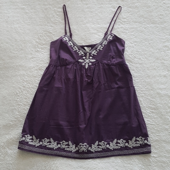 Jacob dark purple embroidered babydoll - Picture 4 of 11